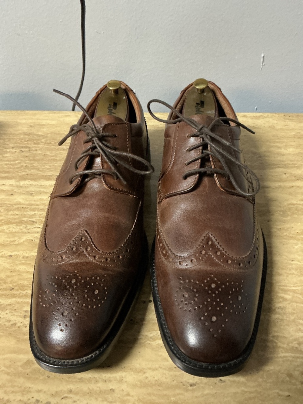Rockport Brown Leather Wingtip Shoes Size 12 Medium